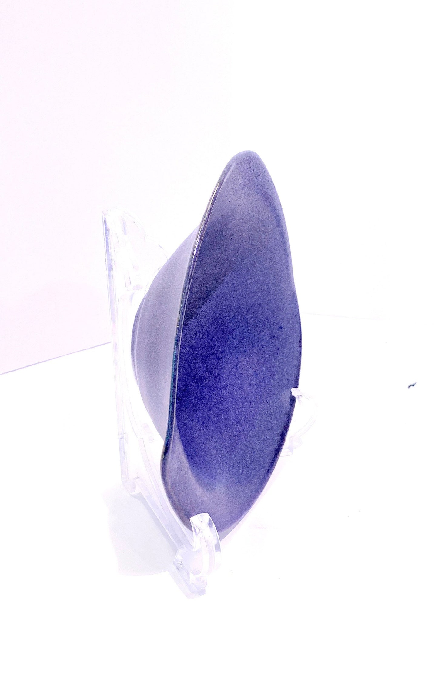 Unique stylish shape gray ceramic wafu-Japanese style medium saucer, 7" x 2" deep