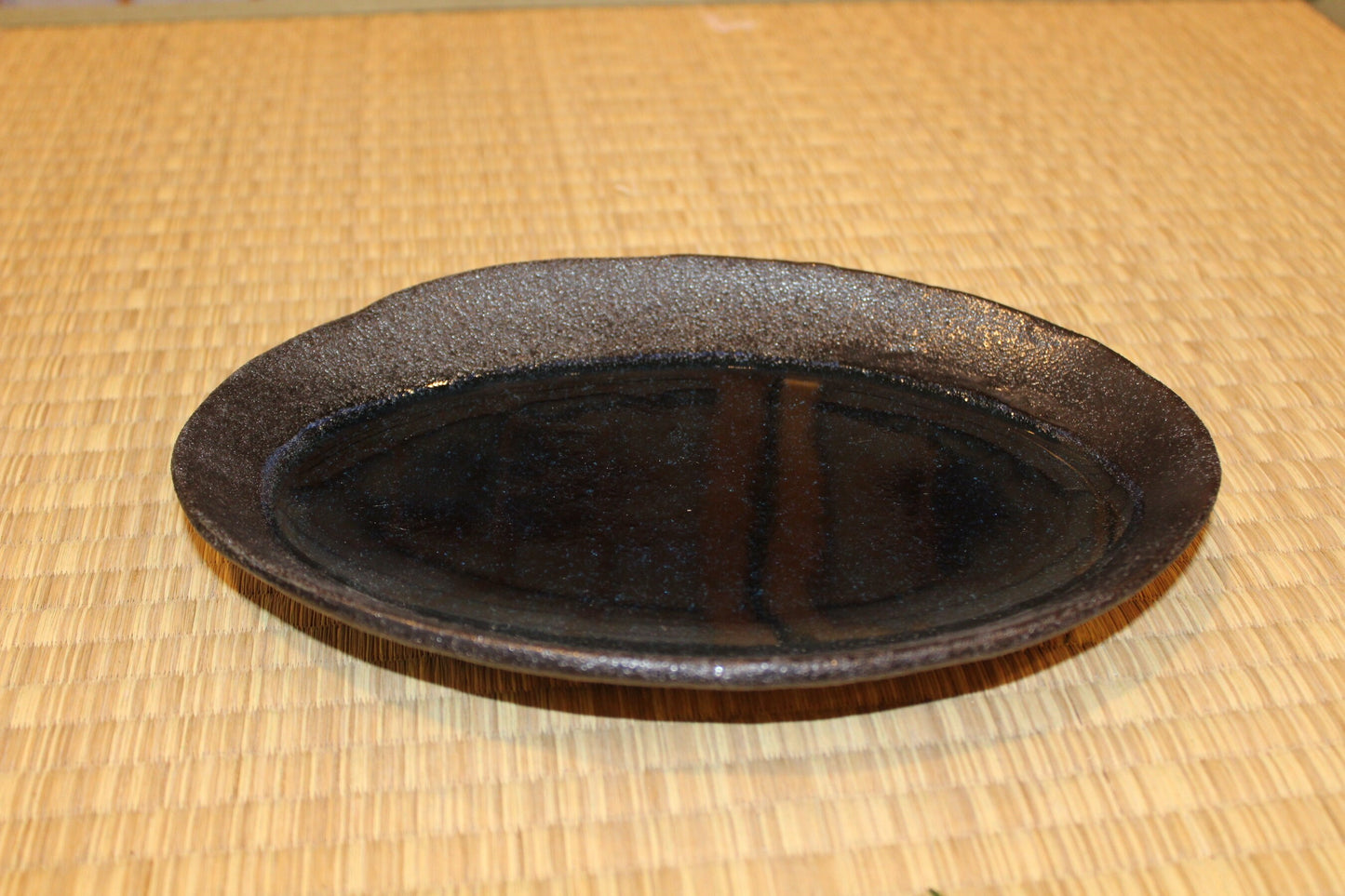 Oval Plate deep black blue Water (9″) Japanese ceramic, beautiful deep blue with black base 9″ x 6″ x 1“H