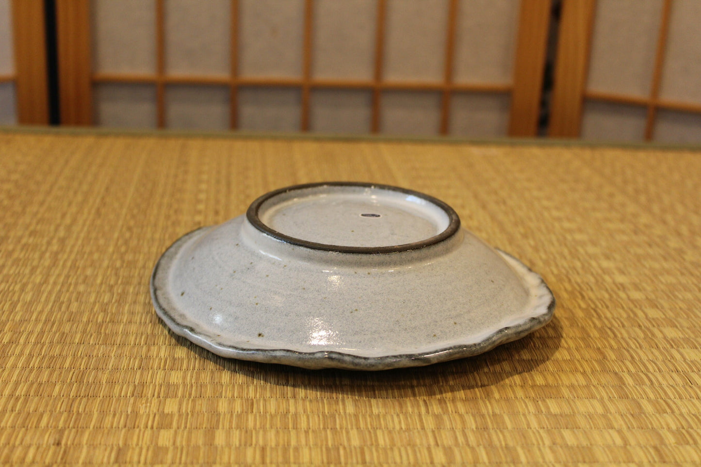 Unique roundish grazed light blue color with beautiful painting design ceramic saucers for Medium to large Kokedama. 7.5" x 7.5" x 1.25"