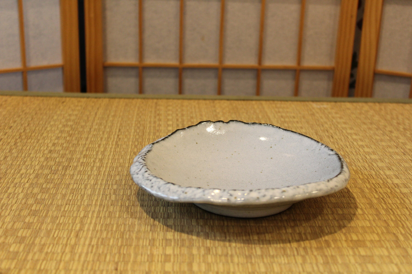 Unique roundish grazed light blue color with beautiful painting design ceramic saucers for Medium to large Kokedama. 7.5" x 7.5" x 1.25"