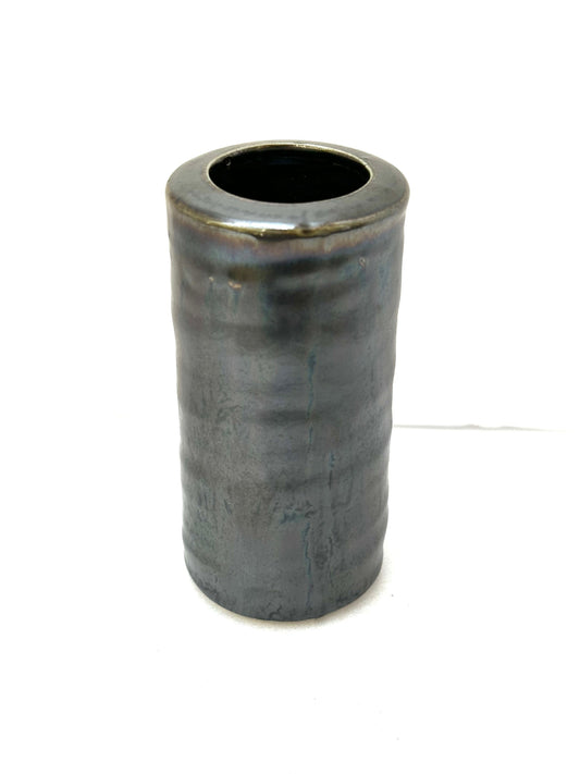 Ichirin zashi flower vase made of porceline , Deep blue with sakura cherry blossom  and momiji Japanese maple drawing