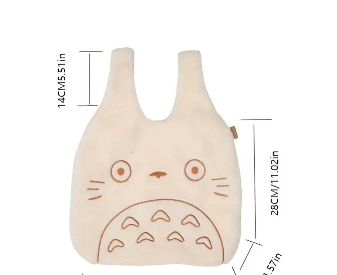 Totoro small bag,  Fluffy Corduroy Handbag 12.5inch