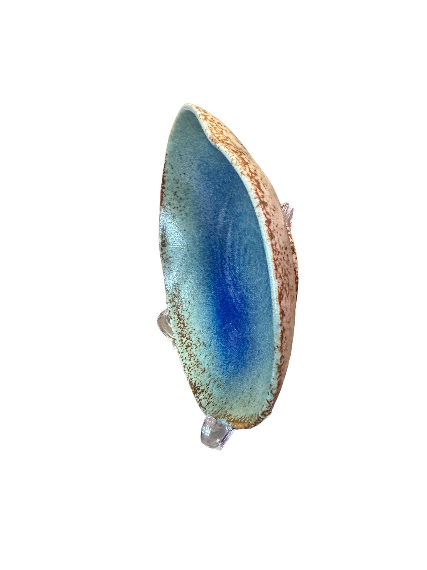 Light blue wavy rim shaped ceramic Saucers for Medium  Kokedama. 6.5" diameter, 1.5" deep.