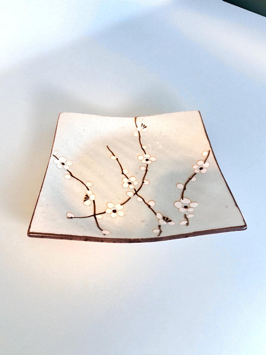Square Plum Blossom Ceramic Saucer 7" x7" x 1"h