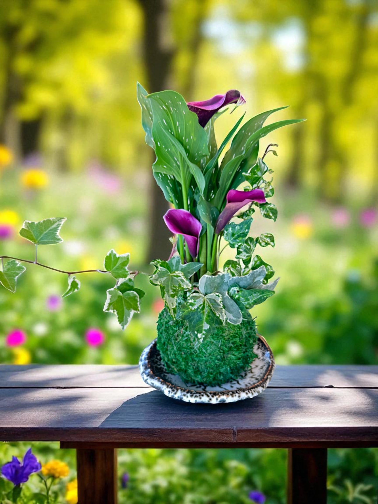 Handcrafted Japanese Stoneware Saucer – Black & White Speckled Glaze