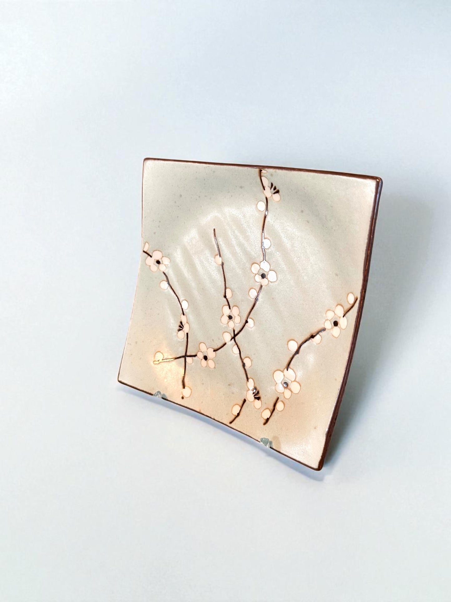Square Plum Blossom Ceramic Saucer 7" x7" x 1"h