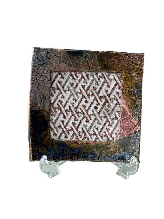 Japanese Artisan Ceramic Square Plate – Rustic Harmony 5" x 5"