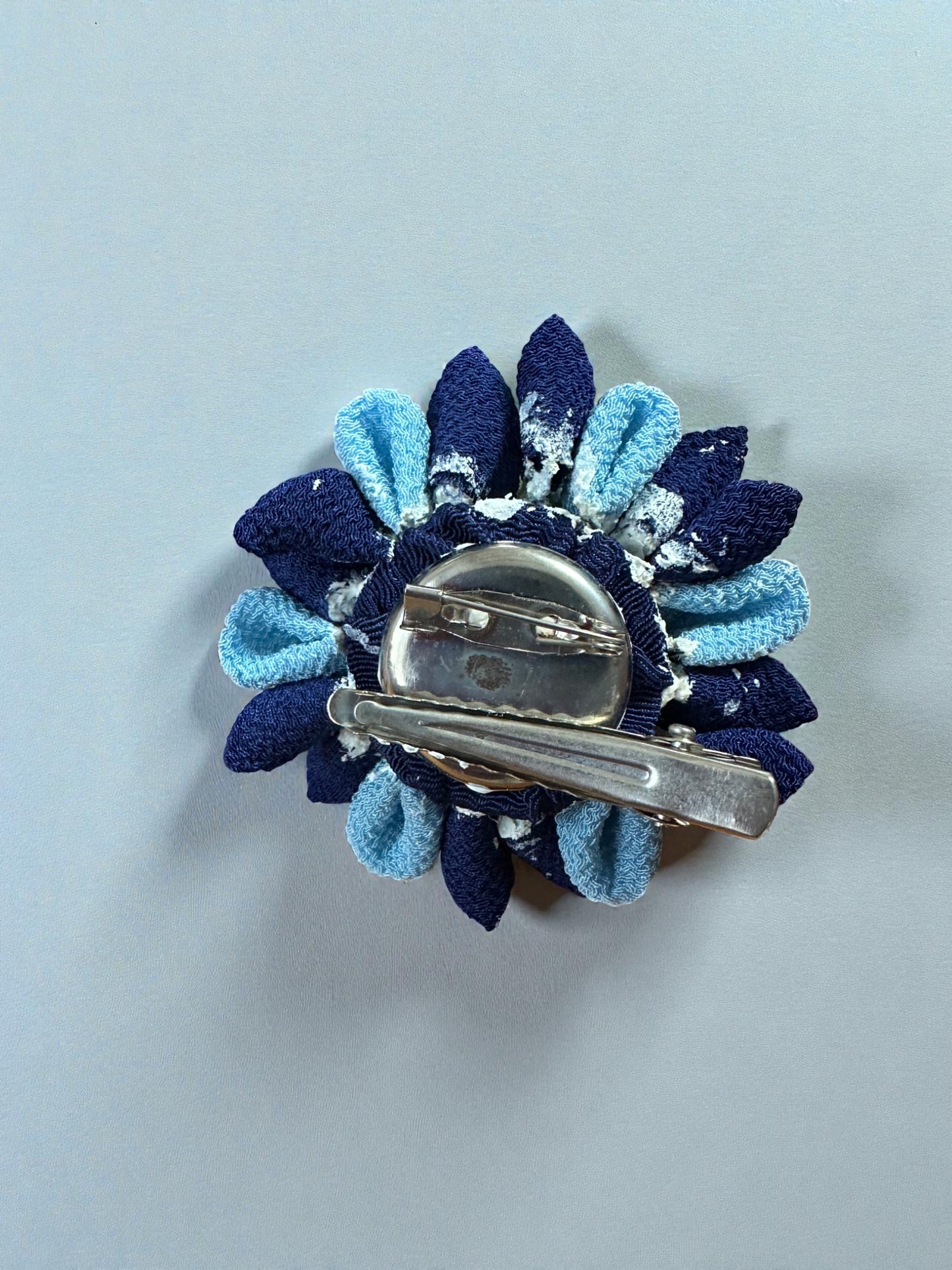 Azure Blossom – Tsumami Zaiku Dual Clip & Brooch