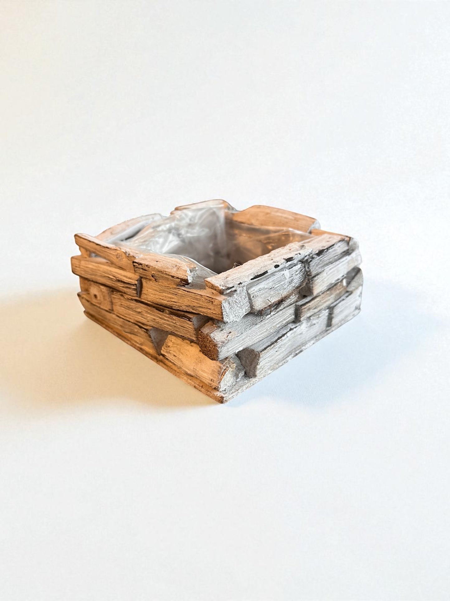 White Painted Wooden Square Plant Saucer – 8" x 8" 3.5" height