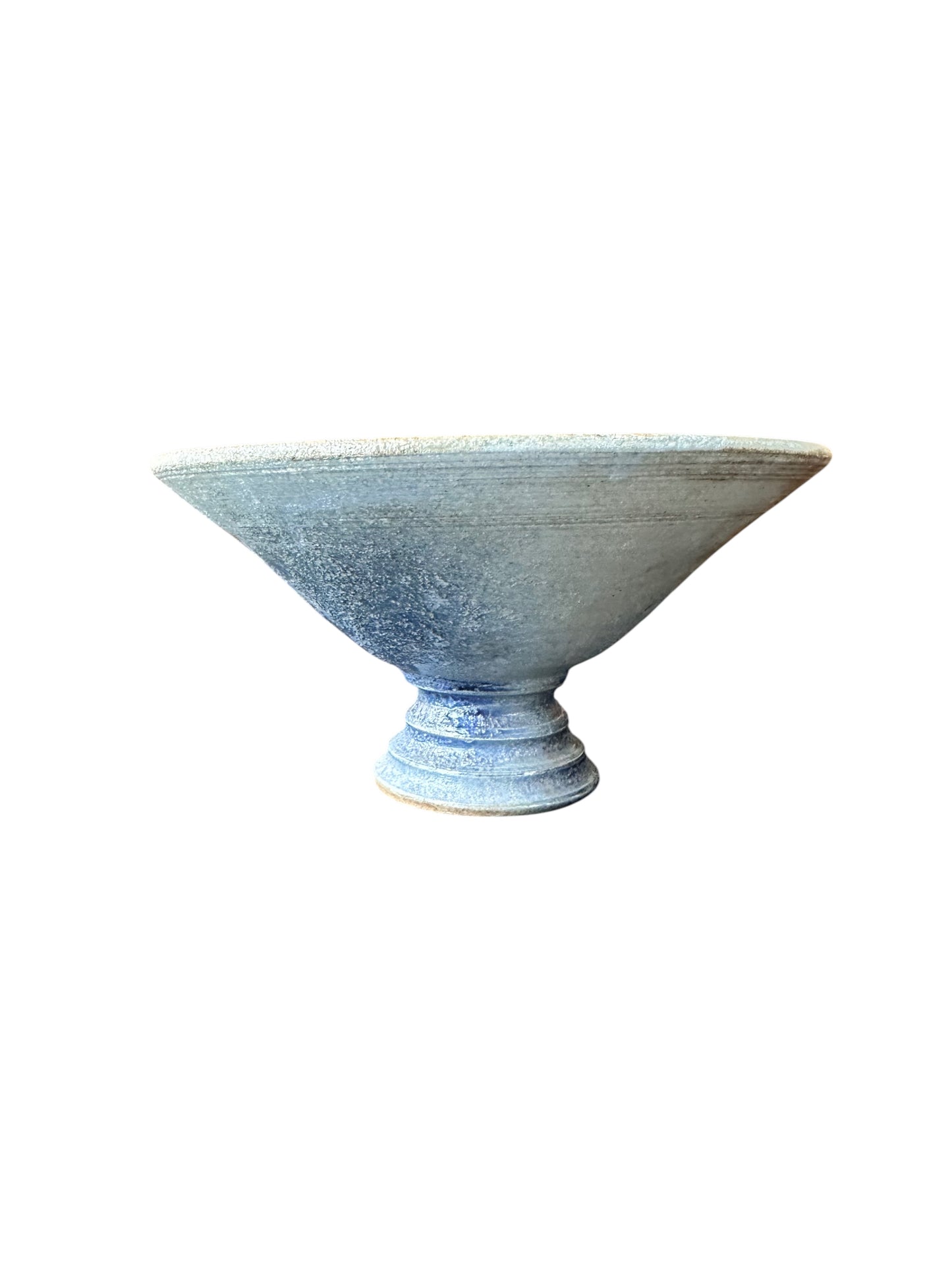 Kasama Kiln Pedestal Kokedama Saucer – Blue Ash Glaze (143mm)