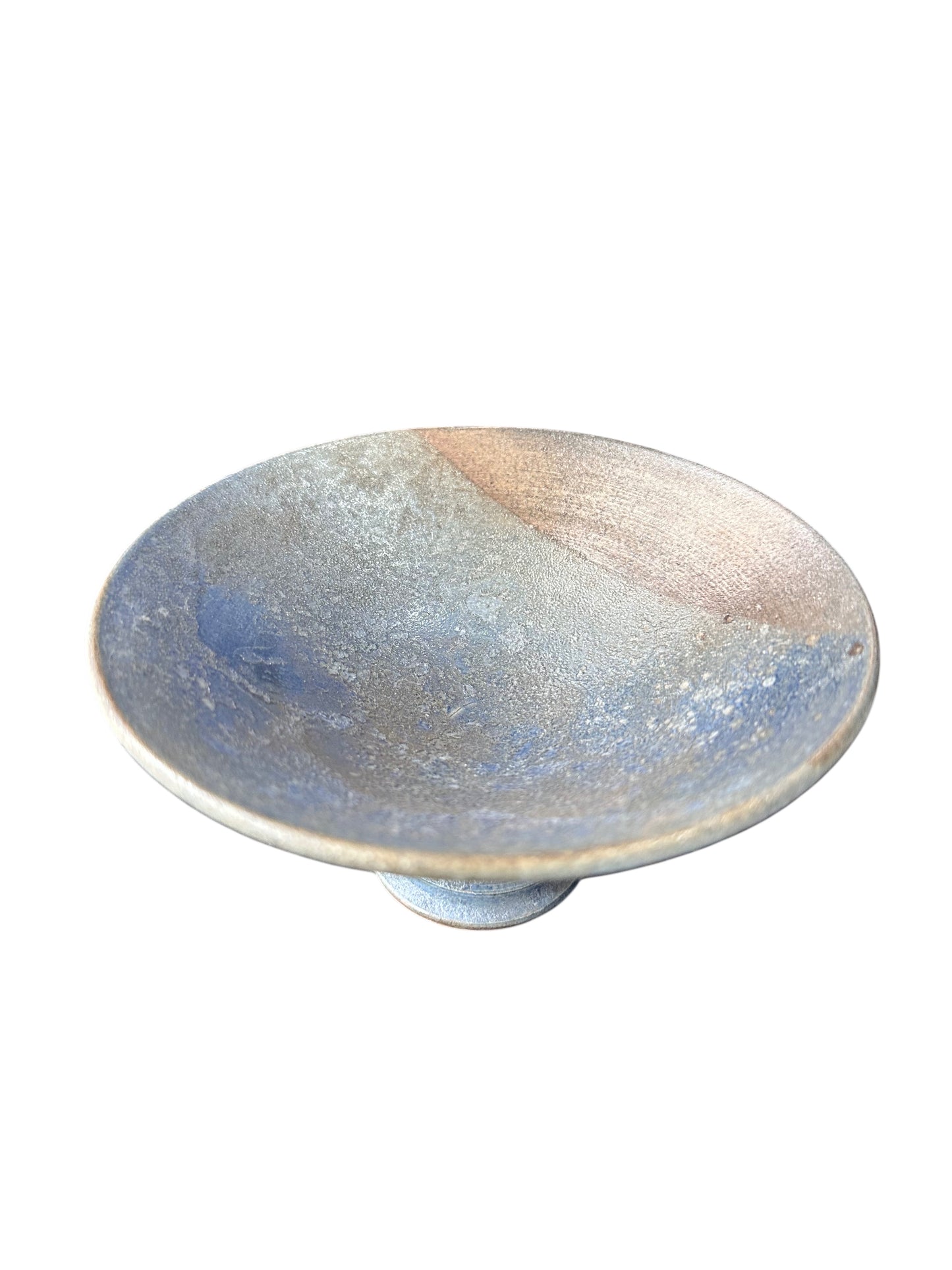 Kasama Kiln Pedestal Kokedama Saucer – Blue Ash Glaze (143mm)