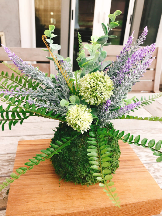 Kokedama - Artifitial plant, silkflower Kokedama Arrangement. No need to water. Carefree.